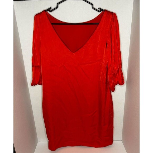 Dresses & Skirts - Antonio Melani Shirt Dress Women Size 4 Red Half Sleeve Short Length V-Neck